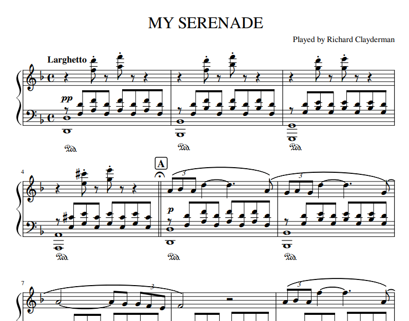 Richard Clayderman - my serenade sheet music for piano